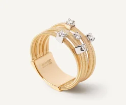Marco Bicego Rings|Five-Band Diamond Gold Ring