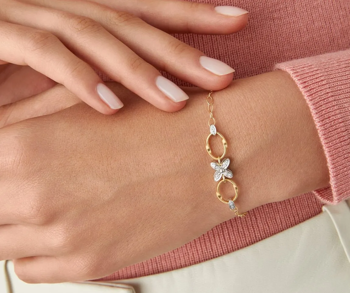 Marco Bicego Bracelets|Floral Diamond Pave Bracelet With Adjustable Chain