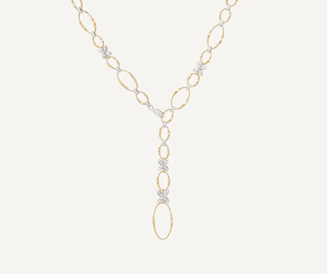 Marco Bicego Necklaces|Floral Diamond Pave Lariat Necklace