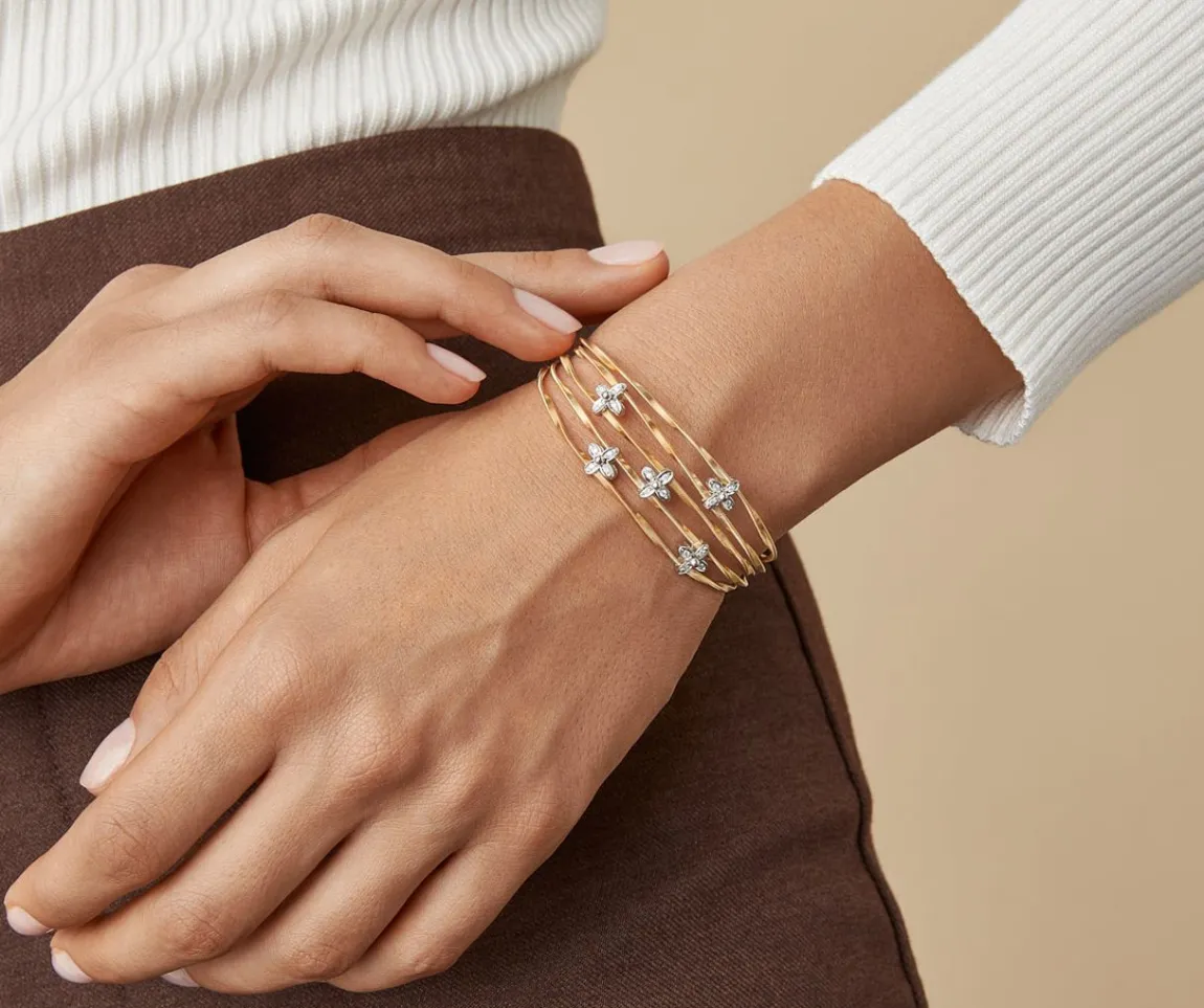 Marco Bicego Bracelets|Floral Diamond Pave Multi-Strand Bangle