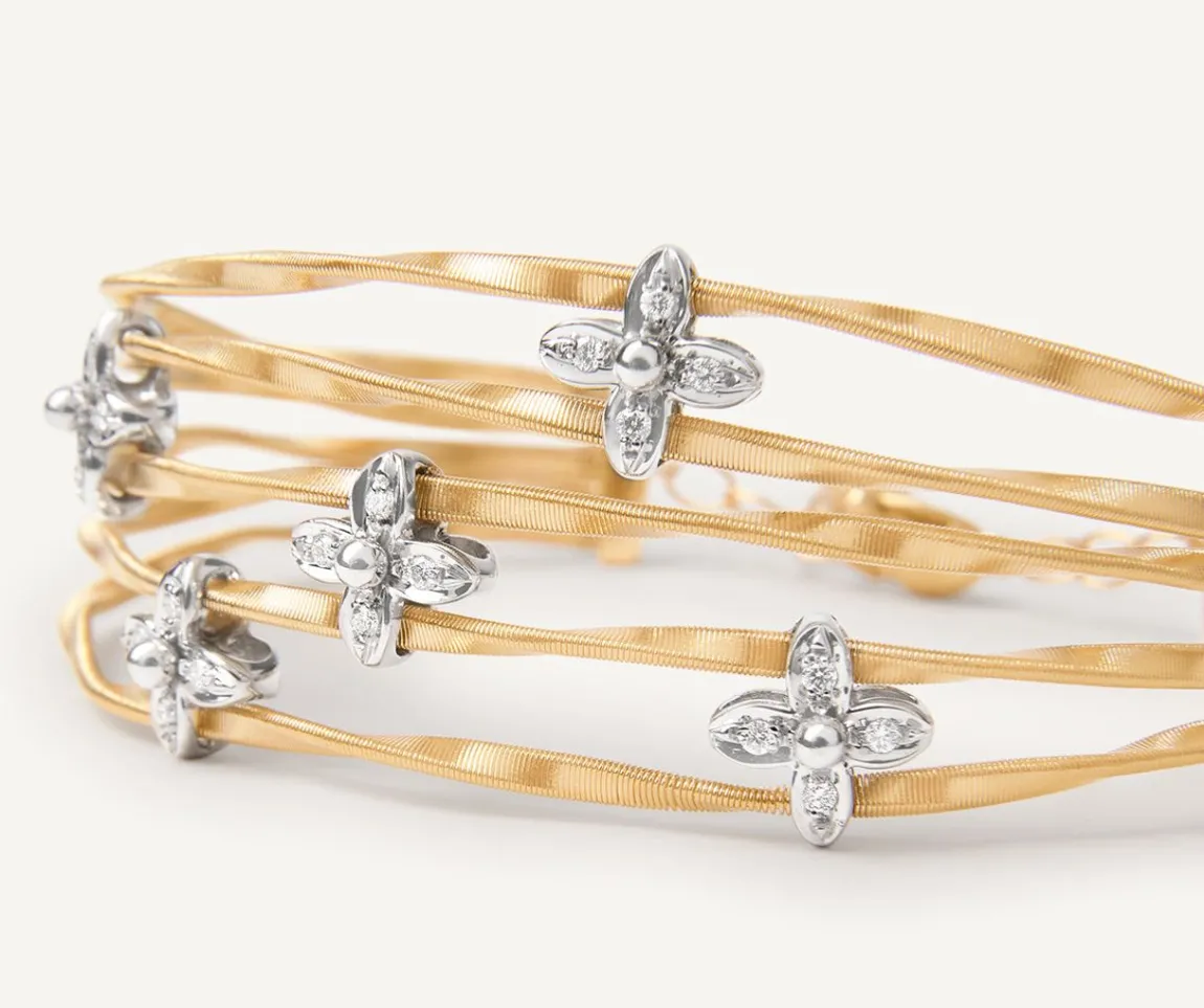 Marco Bicego Bracelets|Floral Diamond Pave Multi-Strand Bangle