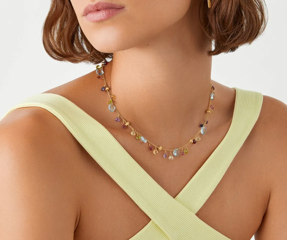 Marco Bicego Necklaces|Gold Chain Necklace With Multicoloured Gemstones