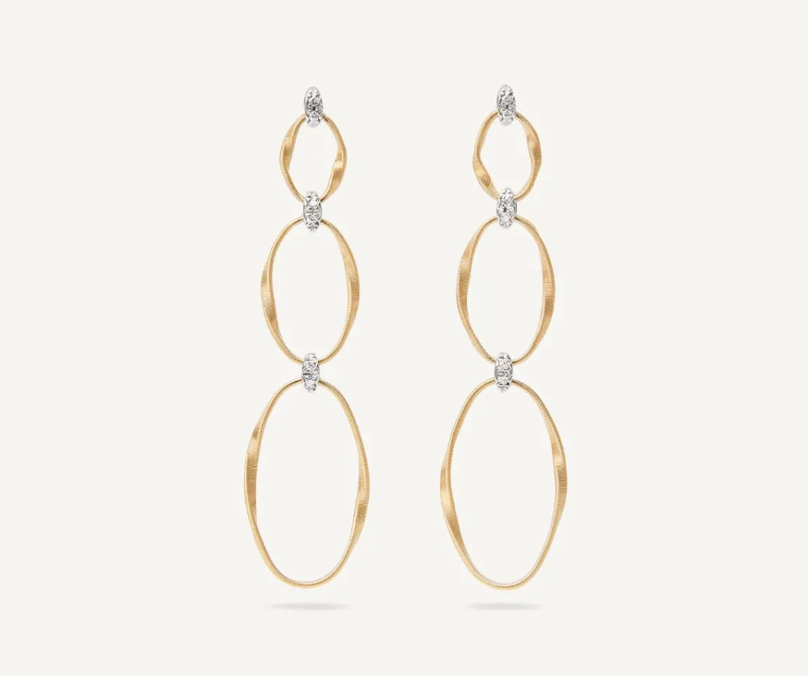 Marco Bicego Earrings|Gold Diamond Earrings With Three Elements