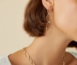 Marco Bicego Earrings|Gold Diamond Earrings With Three Elements