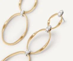 Marco Bicego Earrings|Gold Diamond Earrings With Three Elements