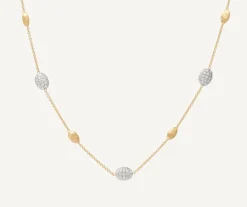 Marco Bicego Necklaces|Gold Necklace With Oval Elements And Diamonds