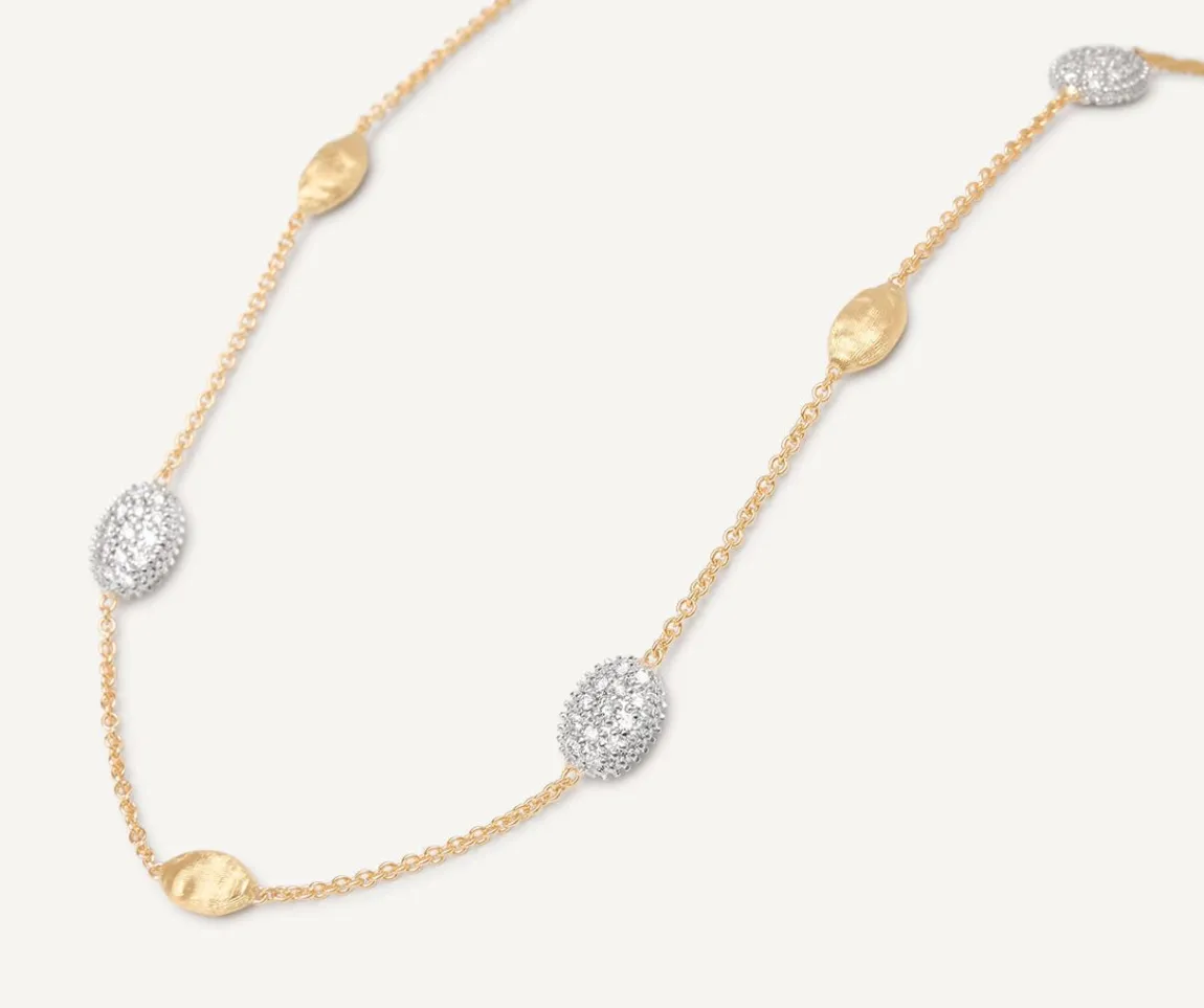 Marco Bicego Necklaces|Gold Necklace With Oval Elements And Diamonds