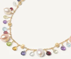 Marco Bicego Necklaces|Gold Necklace With Pearls And Multicoloured Gemstones