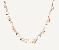 Marco Bicego Necklaces|Gold Necklace With Pearls And Multicoloured Gemstones