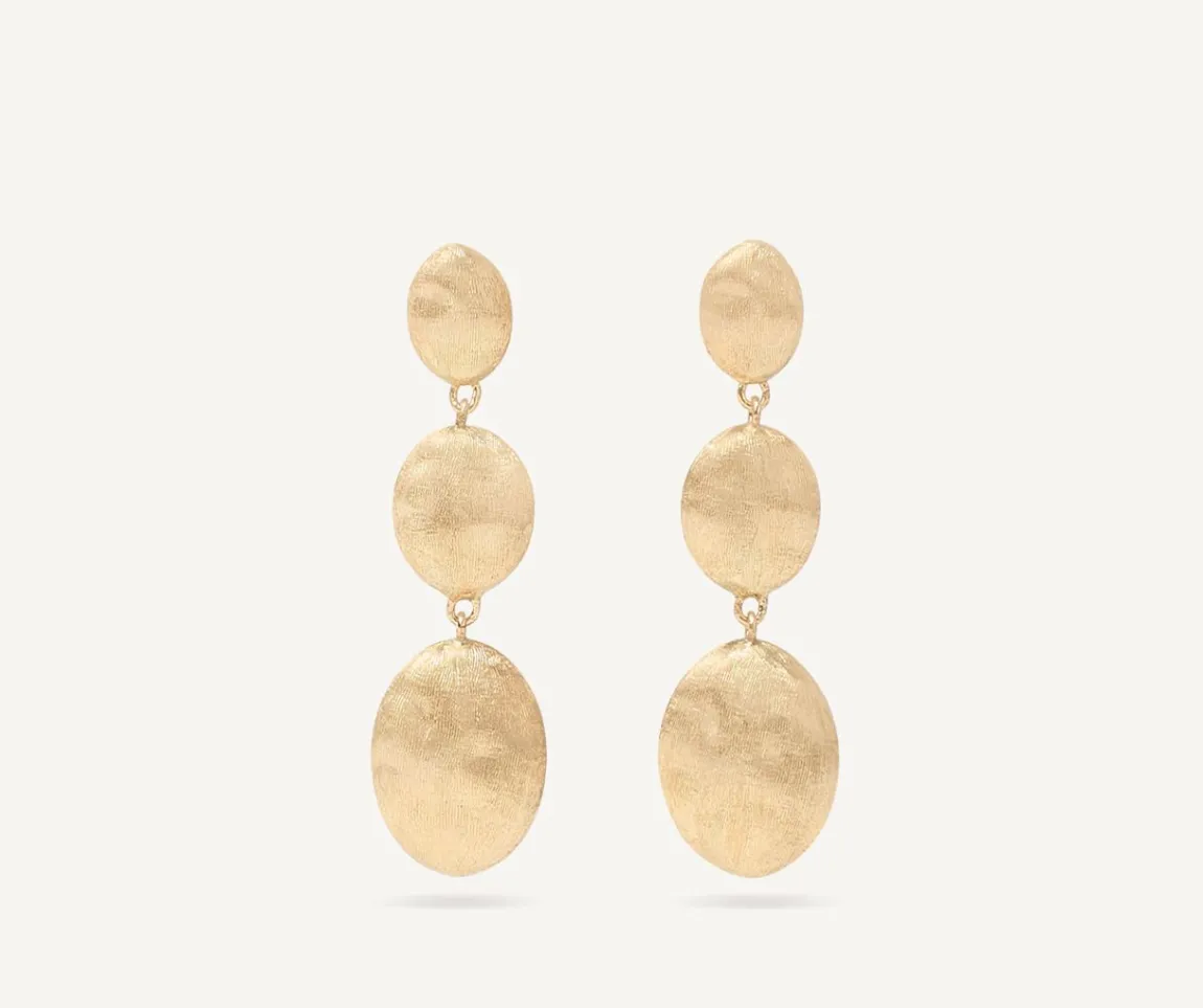 Marco Bicego Earrings|Gold Triple Earrings With Oval Elements