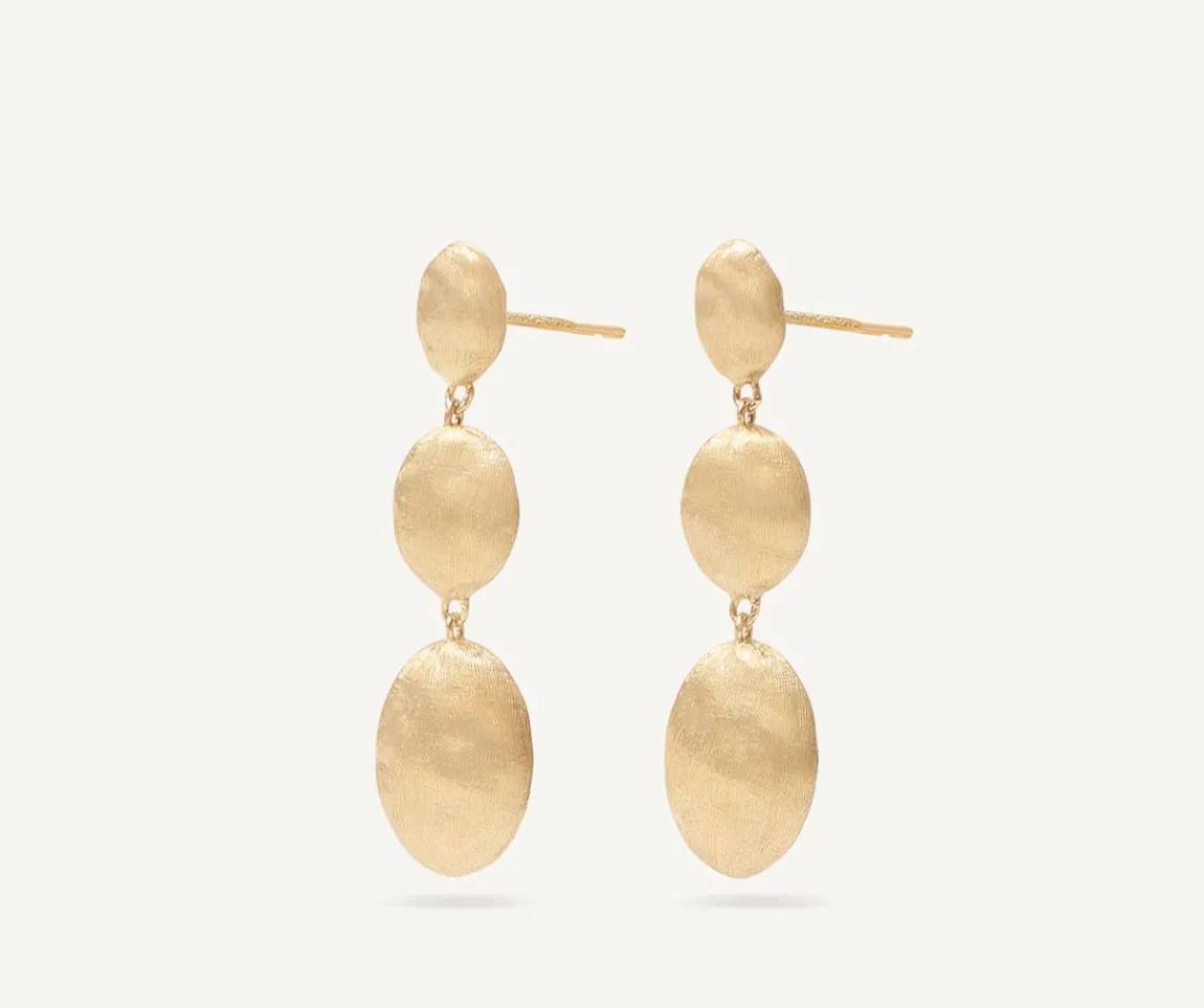 Marco Bicego Earrings|Gold Triple Earrings With Oval Elements