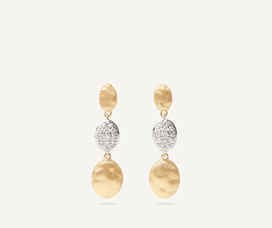 Marco Bicego Earrings|Gold Triple Earrings With Diamonds