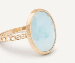 Marco Bicego Rings|18Kt Yellow Gold Aquamarine And Diamond Ring