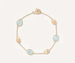 Marco Bicego Bracelets|18Kt Yellow Gold Bracelet With Oval Elements And Aquamarine
