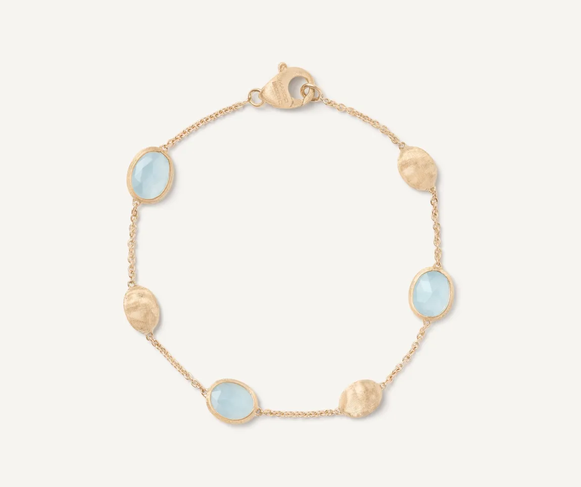 Marco Bicego Bracelets|18Kt Yellow Gold Bracelet With Oval Elements And Aquamarine