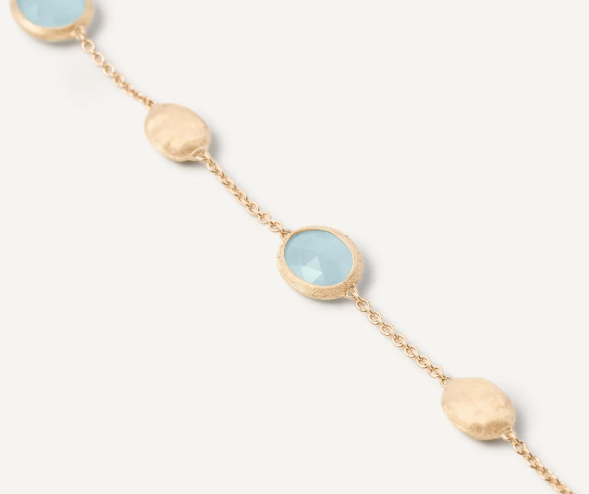 Marco Bicego Bracelets|18Kt Yellow Gold Bracelet With Oval Elements And Aquamarine