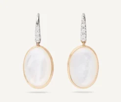 Marco Bicego Earrings|18Kt Yellow Gold Earrings With Mother-Of-Pearl And Diamond Hook