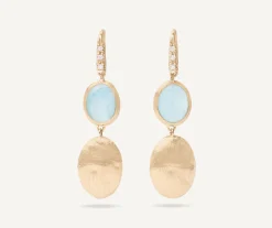 Marco Bicego Earrings|18Kt Yellow Gold Earrings With Aquamarine And Diamond Hook