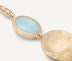 Marco Bicego Earrings|18Kt Yellow Gold Earrings With Aquamarine And Diamond Hook