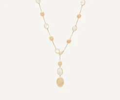 Marco Bicego Necklaces|18Kt Yellow Gold Lariat Necklace With Mother-Of-Pearl And Diamonds