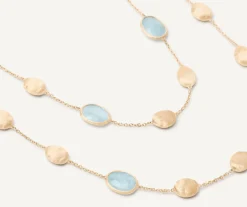 Marco Bicego Necklaces|18Kt Yellow Gold Long Necklace With Aquamarines And Diamonds