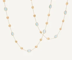 Marco Bicego Necklaces|18Kt Yellow Gold Long Necklace With Aquamarines And Diamonds