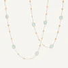 Marco Bicego Necklaces|18Kt Yellow Gold Long Necklace With Small Oval Elements, Aquamarines, And Diamonds