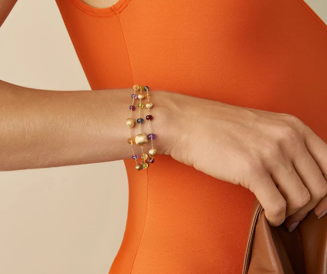 Marco Bicego Bracelets|18Kt Yellow Gold Mixed Gemstone Three-Strand Bracelet