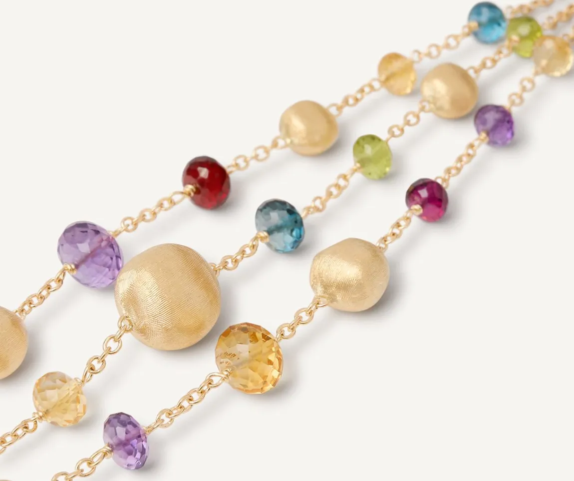 Marco Bicego Bracelets|18Kt Yellow Gold Mixed Gemstone Three-Strand Bracelet