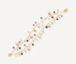 Marco Bicego Bracelets|18Kt Yellow Gold Pearls And Multicoloured Gemstone Double-Strand Bracelet