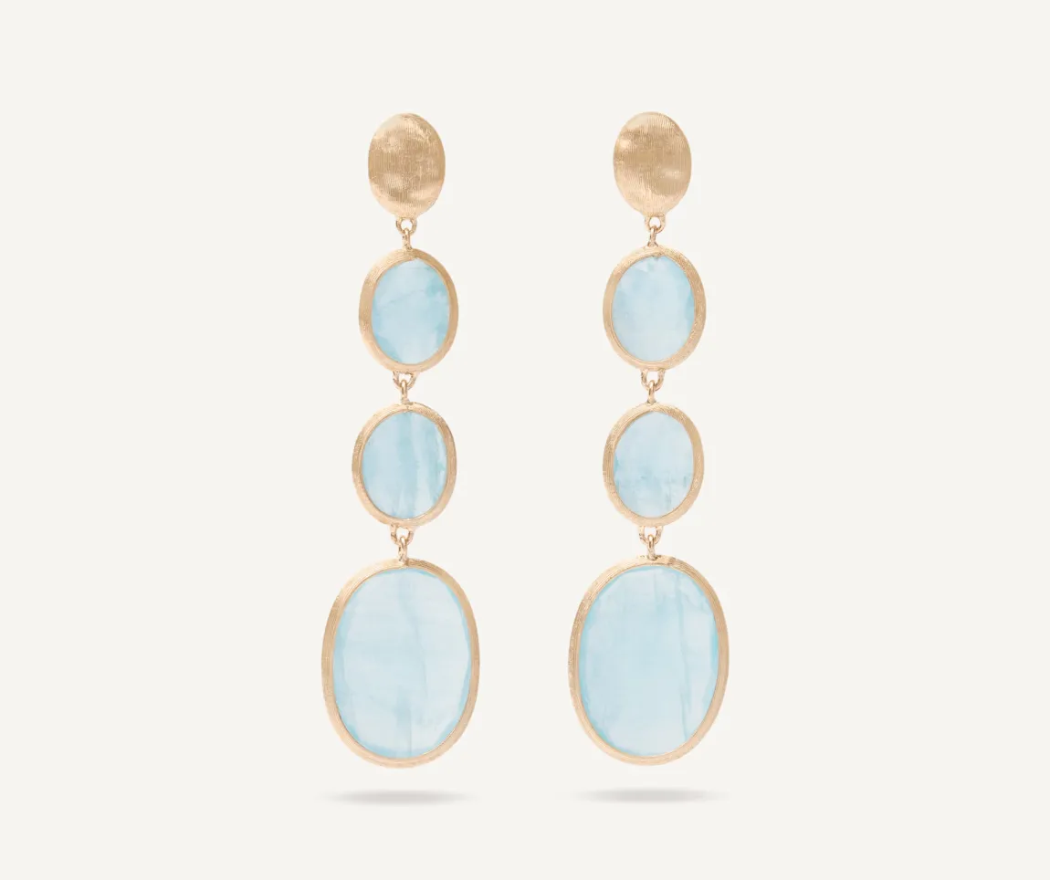 Marco Bicego Earrings|18Kt Yellow Gold Pendant Earring With Aquamarines