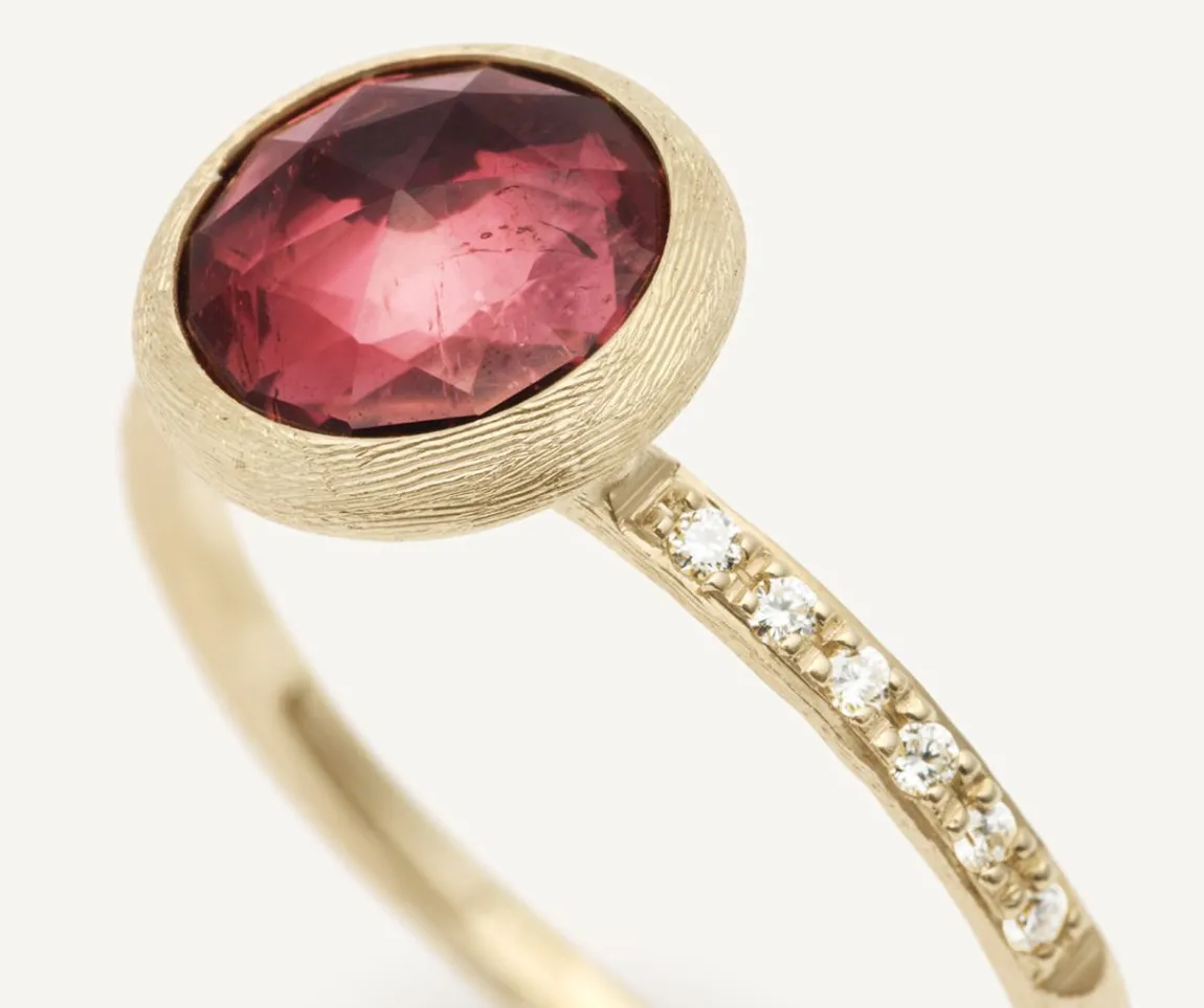 Marco Bicego Rings|18Kt Yellow Gold Ring With Pink Tourmaline And Diamonds