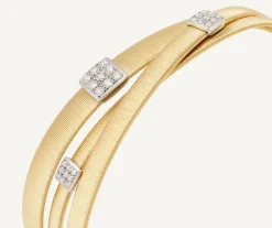 Marco Bicego Bracelets|18Kt Yellow Gold Three-Strand Bracelet With Diamond Pave