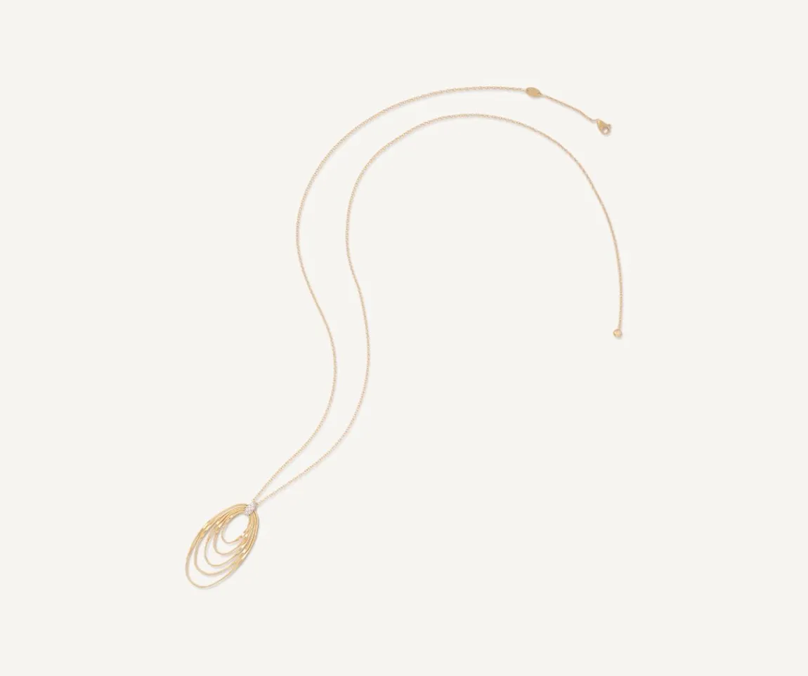 Marco Bicego Necklaces|Long Pendant With Oval Elements And Diamonds