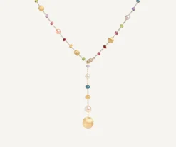 Marco Bicego Necklaces|Mixed Gemstone And Pearls 18Kt Yellow Gold Lariat Necklace