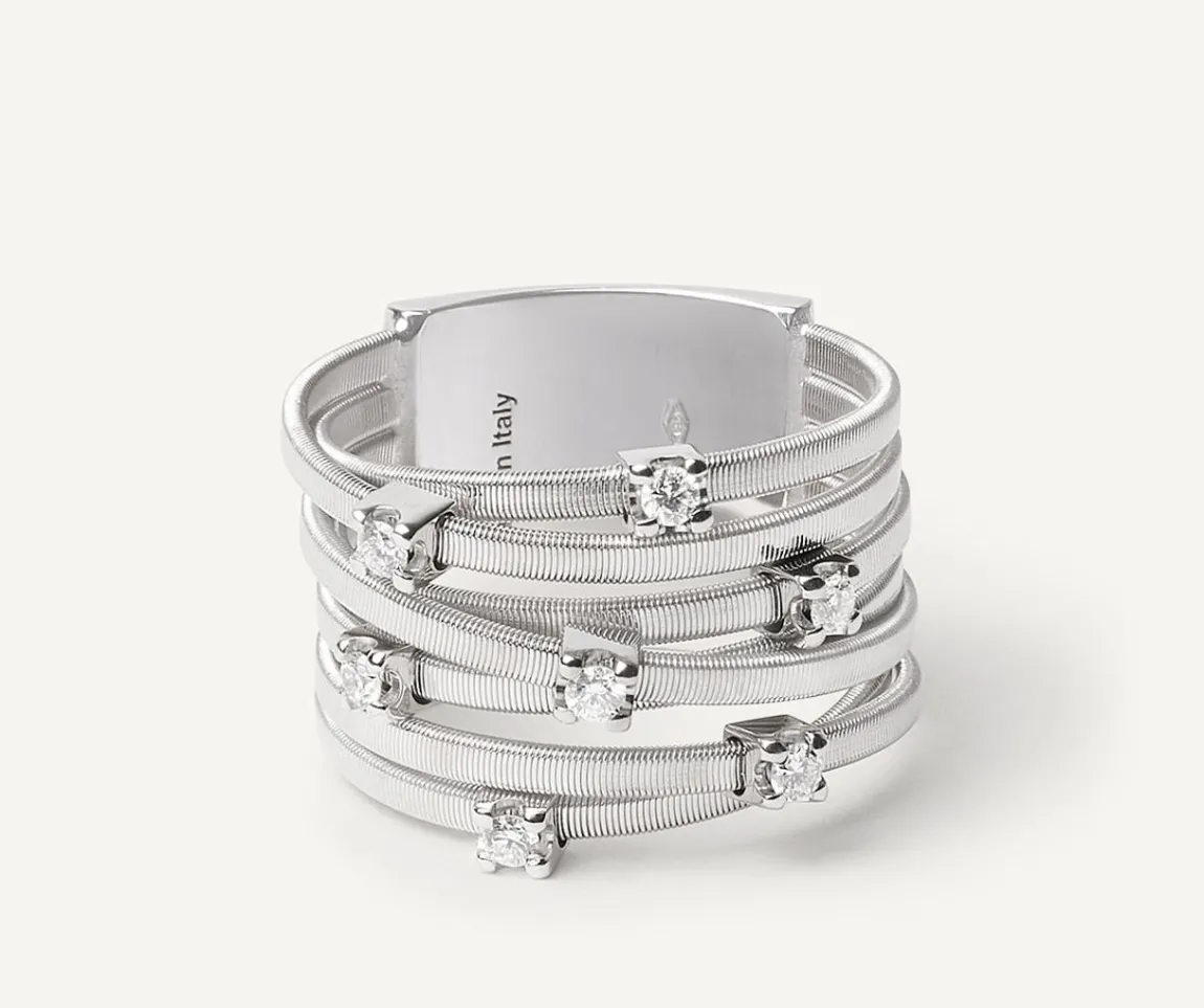 Marco Bicego Rings|Seven-Band White Gold Ring With Prong-Set Diamonds