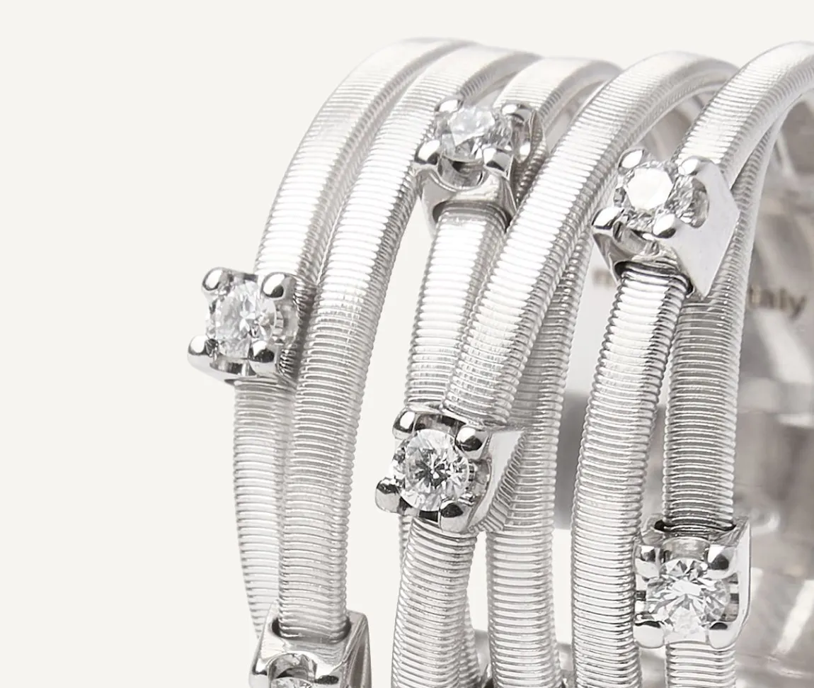 Marco Bicego Rings|Seven-Band White Gold Ring With Prong-Set Diamonds