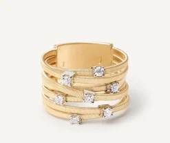 Marco Bicego Rings|Seven-Band Yellow Gold Ring With Prong-Set Diamonds