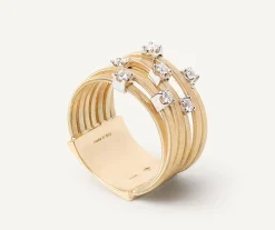 Marco Bicego Rings|Seven-Band Yellow Gold Ring With Prong-Set Diamonds
