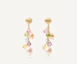 Marco Bicego Earrings|Short Gold Drop Earrings With Pearls And Gemstones