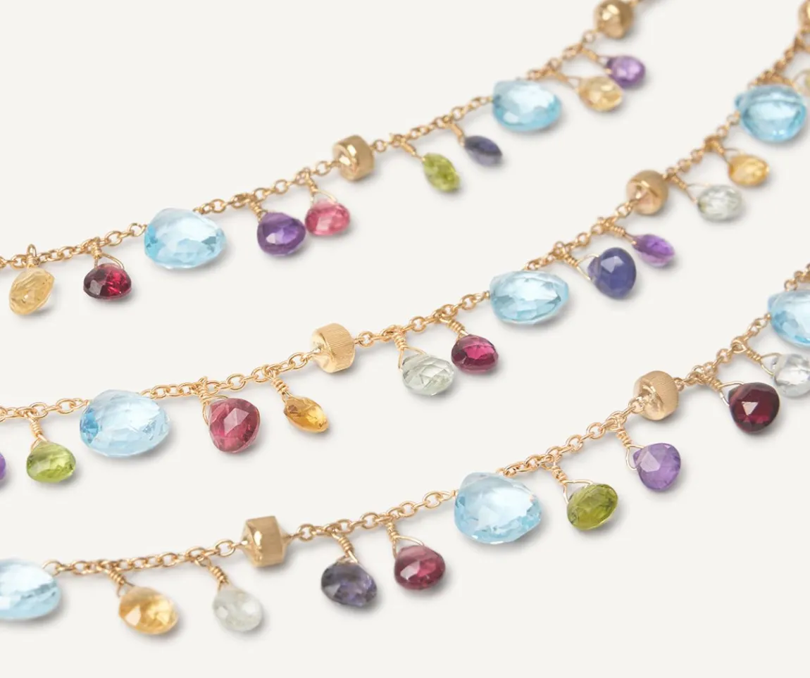 Marco Bicego Necklaces|Three-Strand Chain Necklace With Multicoloured Gemstones